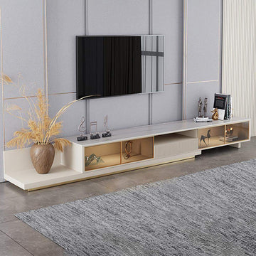 Light Khaki Modern Extendable TV Stand with Light Management Hole Included-Richsoul-Furniture,Living Room Furniture,TV Stands